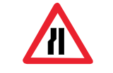 Road narrows on
the left sides ahead